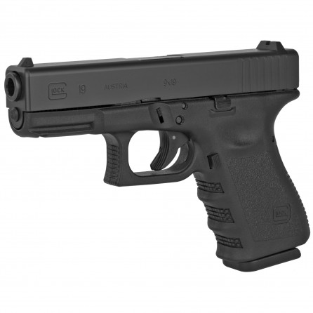 Glock 19 Gen 3, Striker Fired, Semi-automatic, 9mm, 4.02" Barrel, Matte Black Finish, 15 Rounds, 2 Magazines