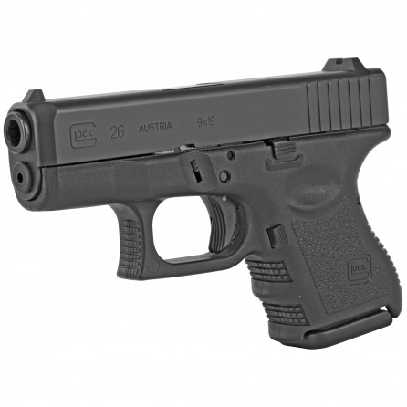 Glock 26 Gen 3, Striker Fired, Semi-automatic, 9mm, 3.43" Barrel, Matte Black Finish, 10 Rounds, 2 Magazines