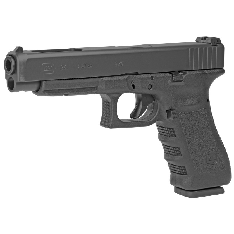 Glock 34 Gen 3, Striker Fired, Semi-automatic, 9mm, 5.31" Barrel, Matte Black Finish, 17 Rounds, 2 Magazines, Austria