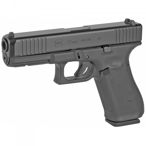 Glock 22 Gen 5, Striker Fired, 40 S&W, 4.49" Marksman Barrel, Matte Black Finish, 10 Rounds, 3 Magazines