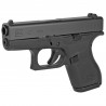 Glock 42, Striker Fired, Semi-automatic, 380 ACP, 3.25" Barrel, Matte Black Finish, 6 Rounds, 2 Magazines