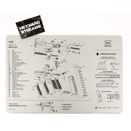 Glock OEM Gen 5 Mat, Bench mat, mouse pad, Gun Cleaning or Range Glock Slide Diagram