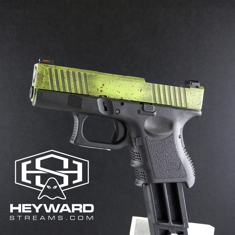 Customized Glock 26 Gen 3, Semi-automatic, Zombie Green Upper, Black Matte Finish, Glock Frame, 9mm