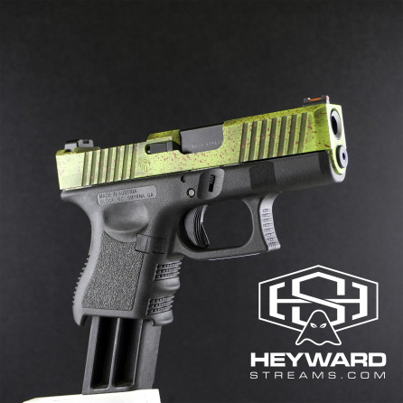 Customized Glock 26 Gen 3, Semi-automatic, Zombie Green Upper, Black Matte Finish, Glock Frame, 9mm