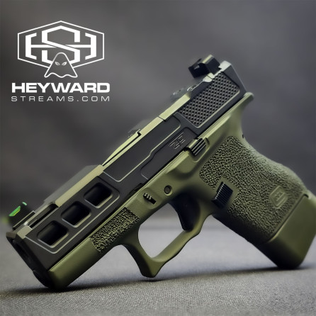 Custom Glock 43, Ultra-Compact, Full Hand-Made Stippled, Od Green Cerakote, 9mm