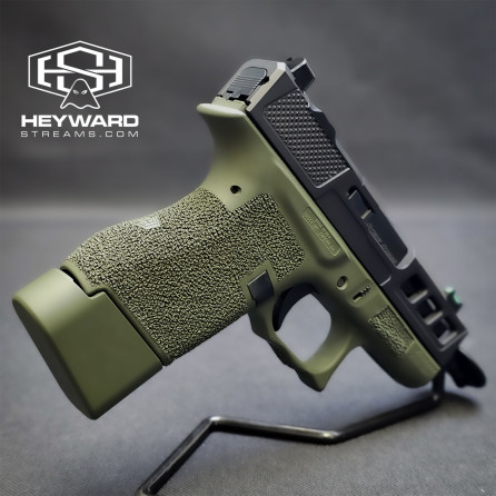 Custom Glock 43, Ultra-Compact, Full Hand-Made Stippled, Od Green Cerakote, 9mm