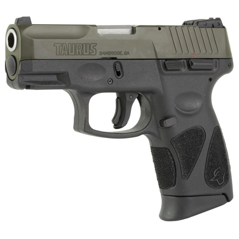 Taurus USA, G2C, Semi-automatic, Compact , 9MM, 3.2" Barrel, ODGREEN Slide, Polymer Frame, Manual Thumb Safety