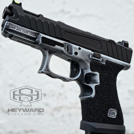 King Sparta, Complete Customized Glock Pistol for Glock 19 Gen 3, Winter Battle Worn, 9mm