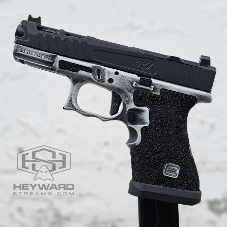 King Sparta, Complete Customized Glock Pistol for Glock 19 Gen 3, Winter Battle Worn, 9mm