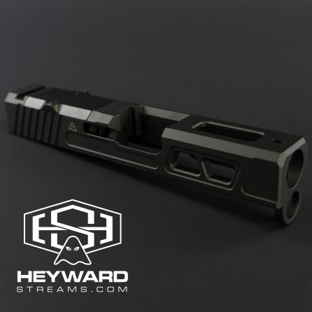 Heyward Streams HS-J02 Stripped Top Ported Slide for Glock 26 Gen 3 and 4, Armor Black, RMR Optic Cut, 9mm