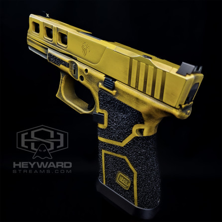 Glock 19 Gen3, Bumblebee Transformer Edition, Hand-Stippling, Elite LF19 or 23 Slide, Complete Cerakote