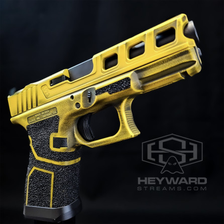 Glock 19 Gen3, Bumblebee Transformer Edition, Hand-Stippling, Elite LF19 or 23 Slide, Complete Cerakote