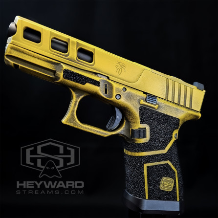 Glock 19 Gen3, Bumblebee Transformer Edition, Hand-Stippling, Elite LF19 or 23 Slide, Complete Cerakote