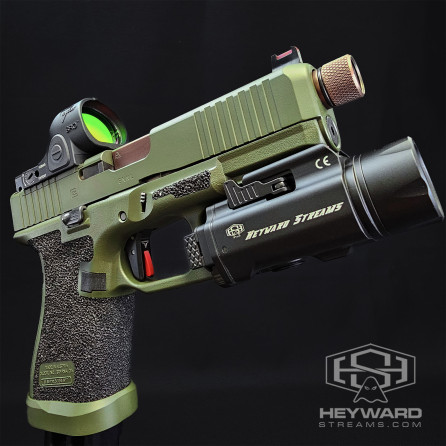 Glock 19 Gen5, Custom High-End Hand-Stippled, ODG Cerakote, 2.5 lb Competition Trigger, Plus All Accessories are Included