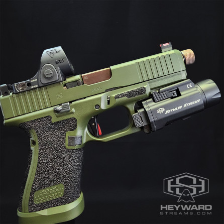 Glock 19 Gen5, Custom High-End Hand-Stippled, ODG Cerakote, 2.5 lb Competition Trigger, Plus All Accessories are Included