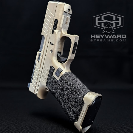 Custom Glock 43x, Ultra-Conceal Size, 9mm, Hand-Stippling, FX Silver Cerakote