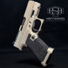 Custom Glock 43x, Ultra-Conceal Size, 9mm, Hand-Stippling, FX Silver Cerakote