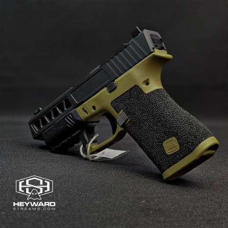 Factory OEM Glock 43x, HAND STIPPLED, Yellow Mustard Cerakote, ZAFFIRI PRECISION SLIDE, Ultra-compact, 9mm