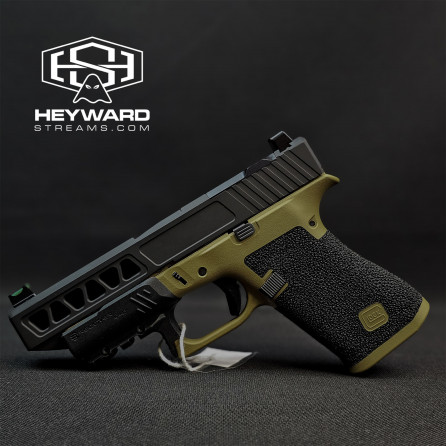 Factory OEM Glock 43x, HAND STIPPLED, Yellow Mustard Cerakote, ZAFFIRI PRECISION SLIDE, Ultra-compact, 9mm