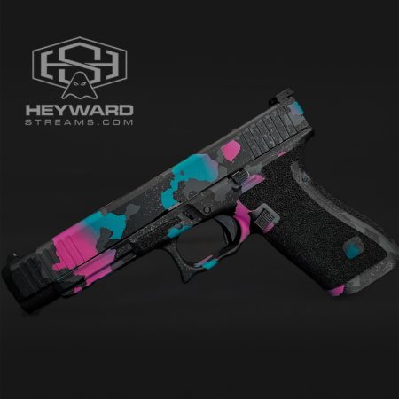 Custom Glock 34 Gen 5, Miami-Vice Cerakote, Stippled