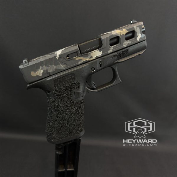 Custom Glock 43x, Burnt Bronze Multicam Cerakote, Stippled - Image 2