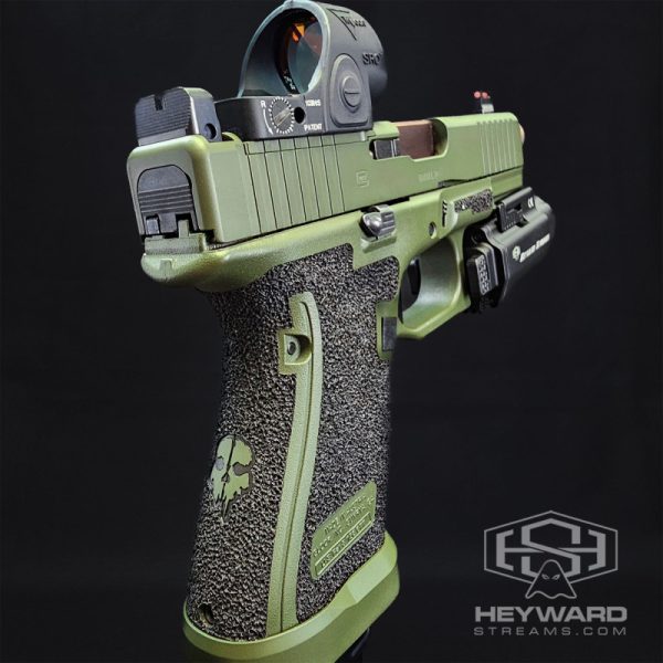Custom Glock 19 Gen5, Stippled, OD Green Cerakote, 2.5lb Enhanced Trigger - Image 4