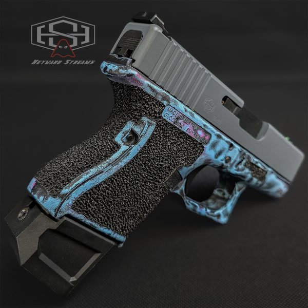 Custom Glock 26 Gen3 , Hand-Stippling, Cotton-Candy Cerakote, 9mm Subcompact - Image 4