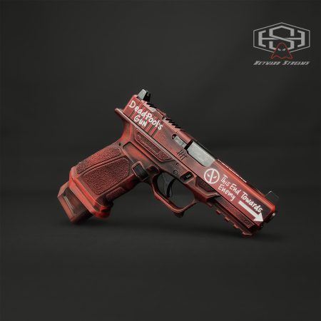 Custom Glock 19 Platform – Deadpool Edition, 9mm, Unique Cerakote Artwork