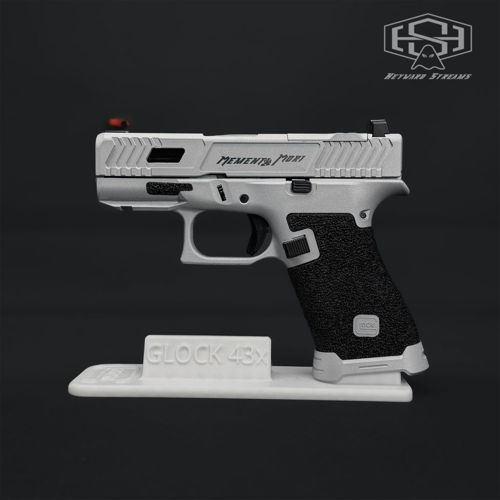 Custom Glock 43X 9mm – OEM Slide Cut | RMR Ready | Crushed Silver Cerakote