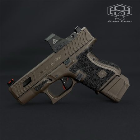 Custom Glock 26 Gen 5 – OEM Slide Cut | Optic included | Vortex Bronze Cerakote | Timney Alpha 3.5 lb Trigger | Stippled – 15 rds