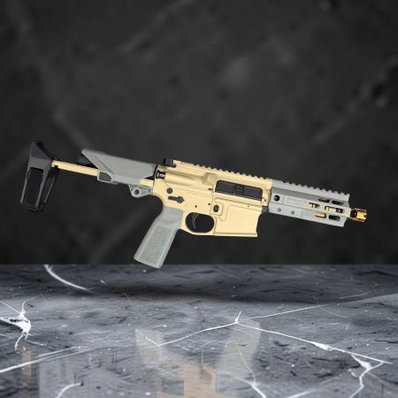 Custom 5.56 NATO AR Pistol – 5.5” – Champagne / Gray / Gold Copper PVD