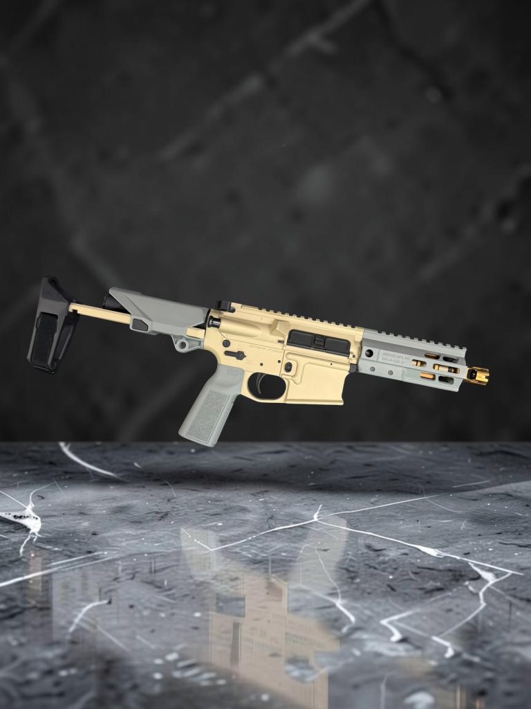 Custom 5.56 NATO AR Pistol – 5.5” – Champagne / Gray / Gold Copper PVD